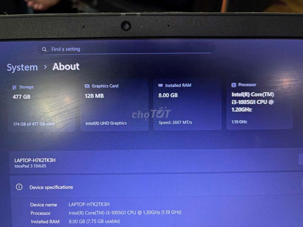 Lenovo IdeaPad 3 i3-1005G1 8GB/512GB. Mua bán Laptop tại Quận Gò Vấp Tp Hồ Chí Minh được đăng bởi Tùng Bách hình 1
