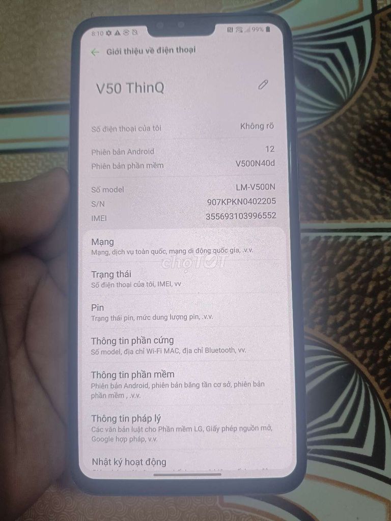 LG V50, 6/128 ThinQ giao lưu / thu mua. Mua bán Điện thoại tại Huyện Thanh Trì Hà Nội được đăng bởi Vua điện thoại hình 1