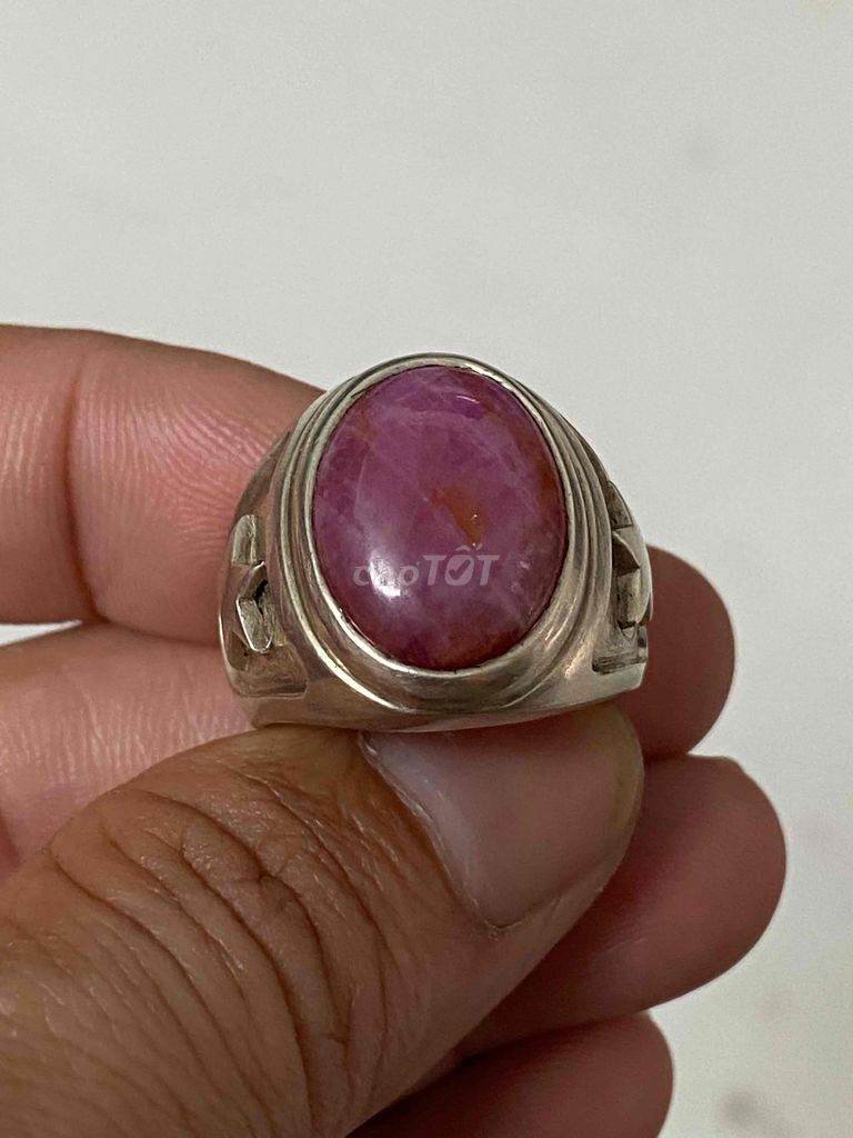 nhẫn bạc đính chuẩn ruby lục yên