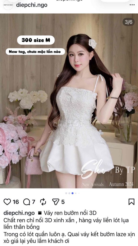 Váy Nữ Ren Trắng Size M Họa tiết 3D. Mua bán Quần áo tại Thành phố Lạng Sơn Lạng Sơn được đăng bởi Hoàng Ngọc Ly hình 1