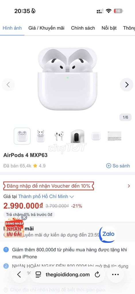 Tai nghe Apple AirPods 4 Trắng. Mua bán Tivi, Âm thanh tại Quận 4 Tp Hồ Chí Minh được đăng bởi Tuan Kiet hình 1