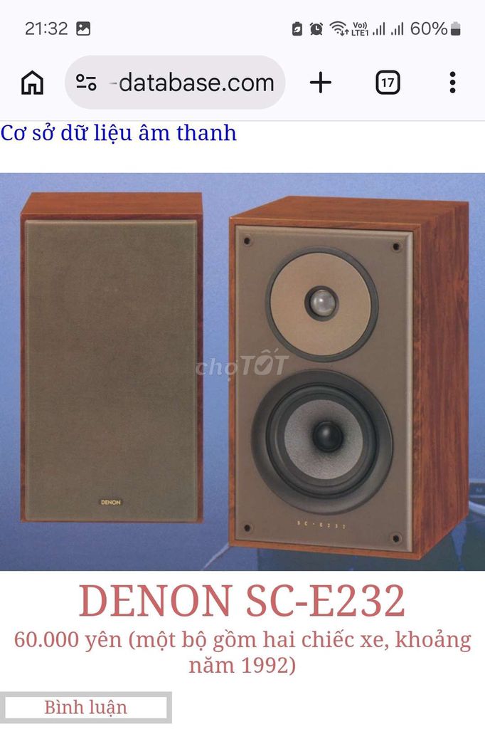 Loa bookshelf Denon SC-E232 Nâu. Mua bán Tivi, Âm thanh tại Quận 4 Tp Hồ Chí Minh được đăng bởi trần quốc huy hình 1