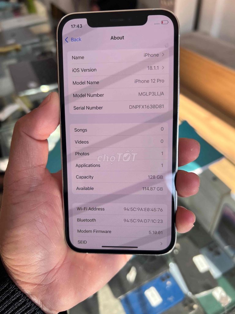 12 Pro 128gb trắng Mỹ zin đẹp 99