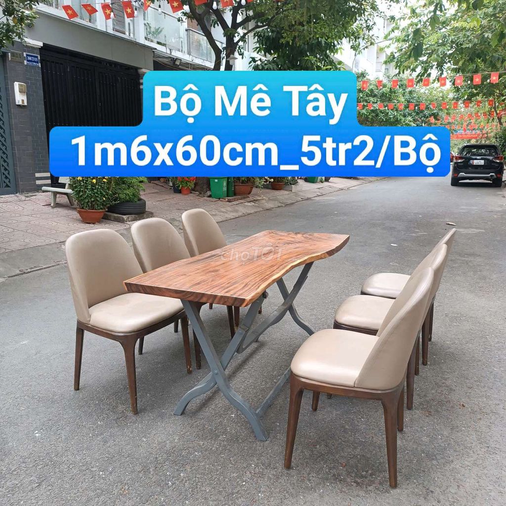 Bộ bàn ghế Gỗ Mê Tây 1m6x60cm. Mua bán Bàn ghế tại Thành phố Thủ Đức Tp Hồ Chí Minh được đăng bởi Kho Thanh Lý Phú Nhàn hình 1