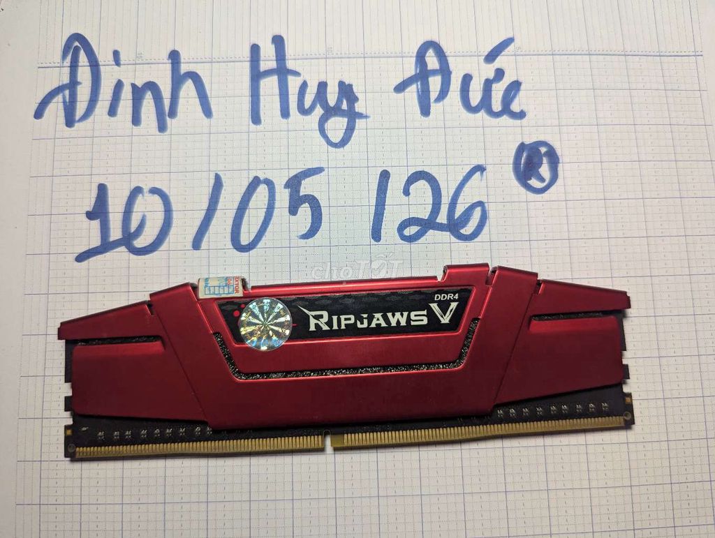 RAM Gskill Ripjaws V 4GB DDR4 Đỏ. Mua bán Linh kiện (RAM, Card...) tại Huyện Nho Quan Ninh Bình được đăng bởi Đinh Huy Đức hình 1