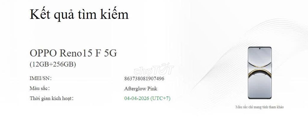 OPPO Reno 15 F 5G 256GB Hồng Đã kích hoạt. Mua bán Điện thoại tại Huyện Long Hồ Vĩnh Long được đăng bởi Nguyễn Nam hình 1