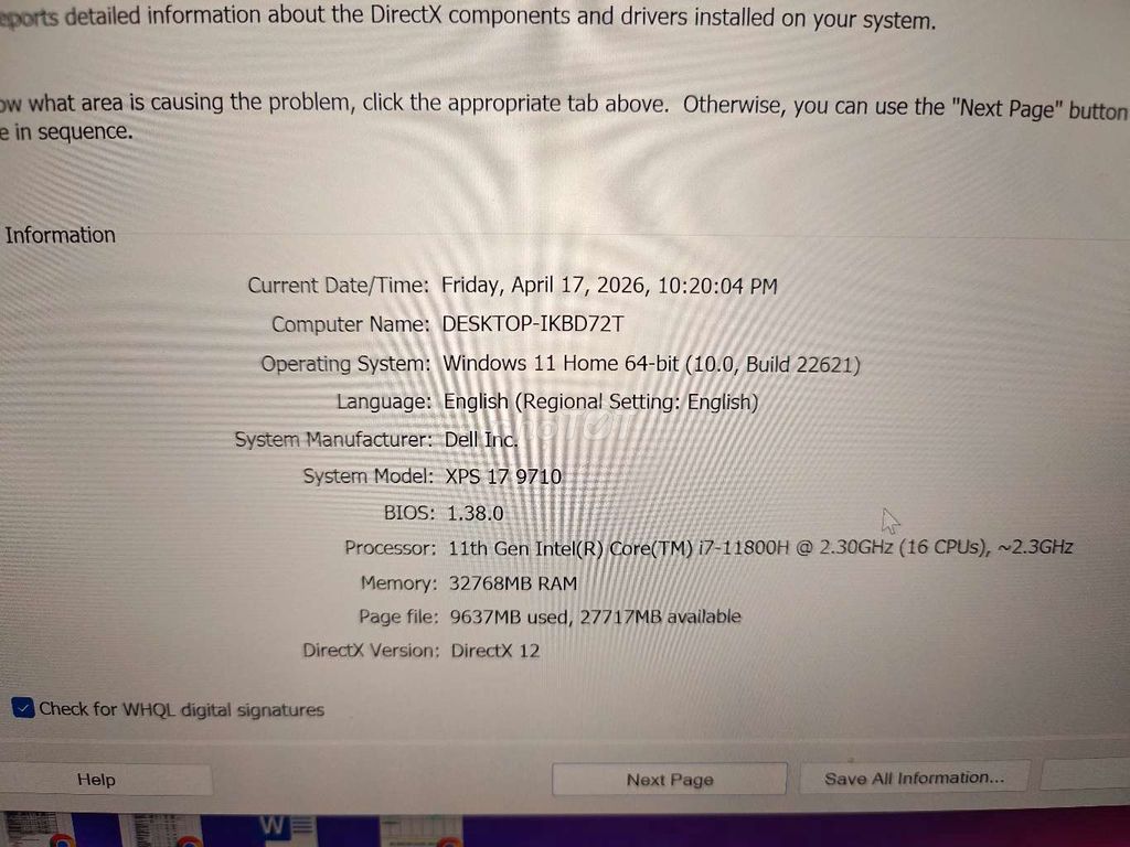 Dell XPS 9710 i7-11800H 32GB/1TB. Mua bán Laptop tại Thành phố Biên Hòa Đồng Nai được đăng bởi chuyên ngành ve chai hình 1