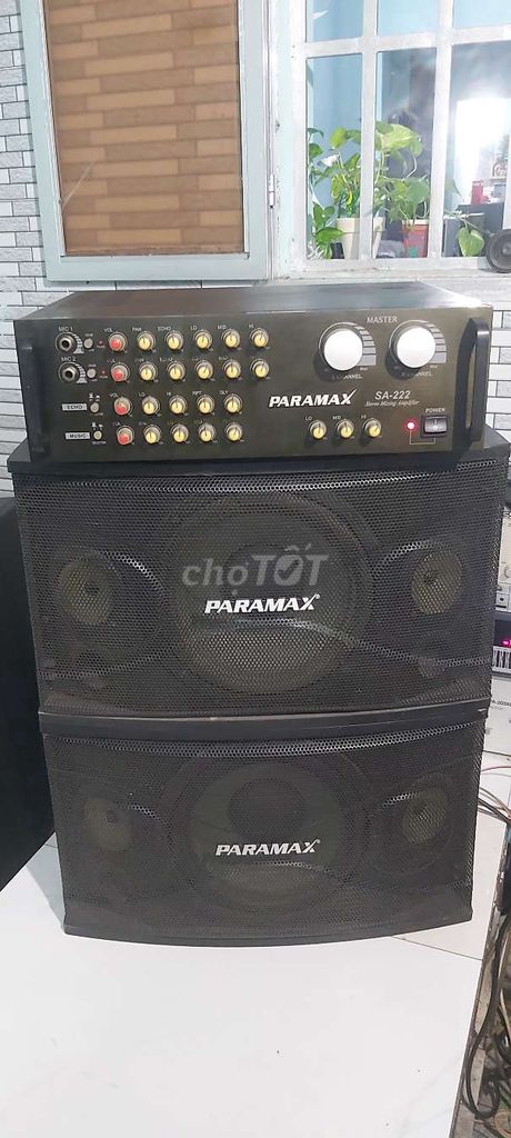 Cả bộ Paramax zin, amply SA 222, loa bass 25cm.