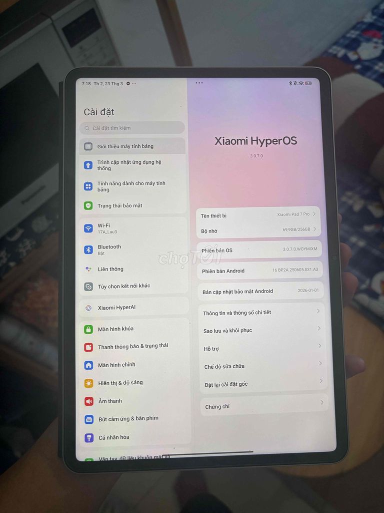 Xiaomi Pad 7 Pro 8GB/256GB Xanh lá. Mua bán Máy tính bảng tại Quận 3 Tp Hồ Chí Minh được đăng bởi Thanh Đủ Đoàn hình 1