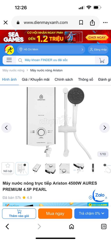 Máy nước nóng Ariston 4500W AURES PREMIUM. Mua bán Thiết bị vệ sinh, nhà tắm tại Thành phố Sa Đéc Đồng Tháp được đăng bởi Trinh hình 1