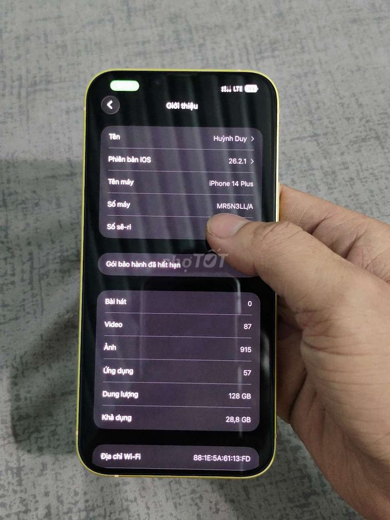 Apple iPhone 14 Plus 128GB Vàng chanh. Mua bán Điện thoại tại Thành phố Thủ Dầu Một Bình Dương được đăng bởi Huỳnh Duy hình 1