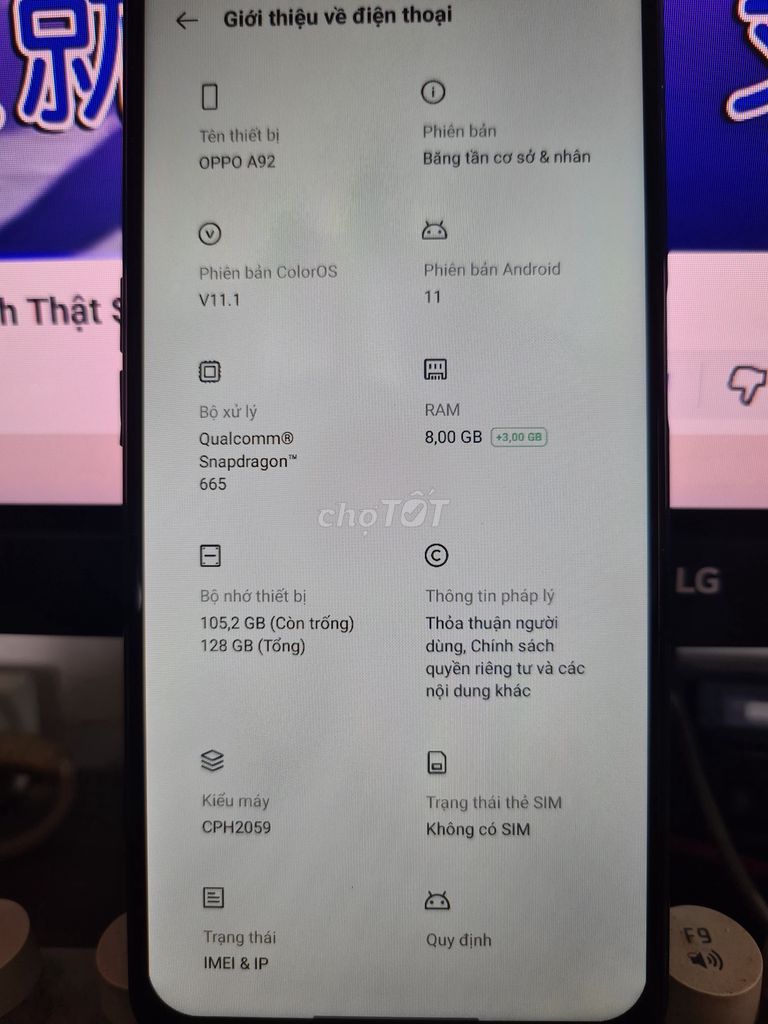 thanh lý Oppo A92 ram 8/128Gb loa kép pin trâu. Mua bán Điện thoại tại Quận 6 Tp Hồ Chí Minh được đăng bởi Minh Phước hình 1
