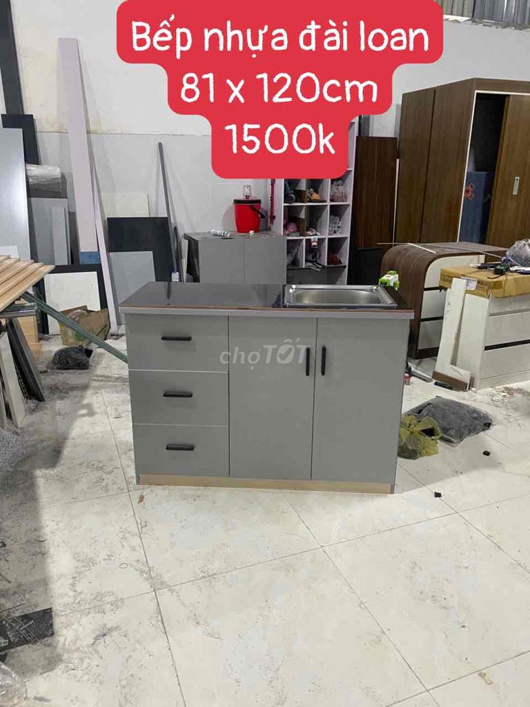 Tủ bếp nhựa Đài Loan xám 81x120cm. Mua bán Tủ, kệ gia đình tại Quận Gò Vấp Tp Hồ Chí Minh được đăng bởi Nội Thất Gia Đình hình 1