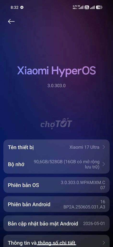Xiaomi 17 Ultra 16GB/512GB Xanh lá. Mua bán Điện thoại tại Thành phố Dĩ An Bình Dương được đăng bởi Hoài Nam hình 1