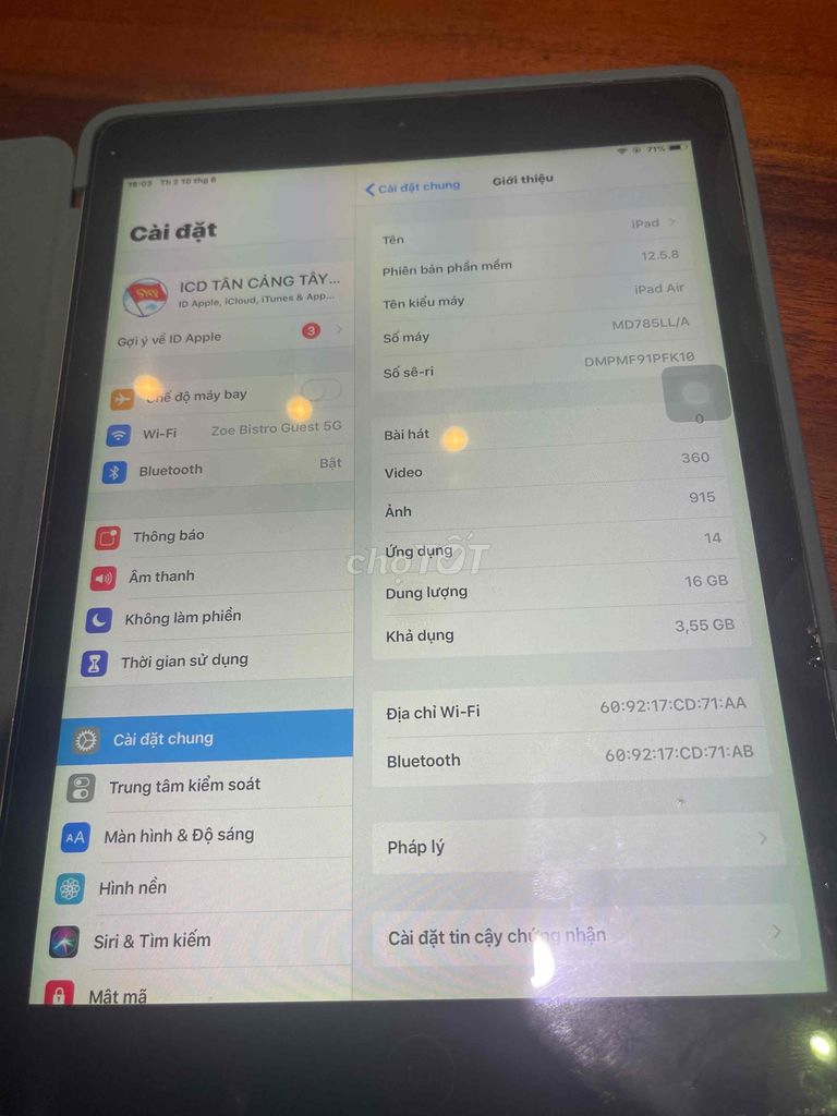 Apple iPad Air Xám 16GB. Mua bán Máy tính bảng tại Thành phố Thủ Đức Tp Hồ Chí Minh được đăng bởi Trần Thanh Toàn hình 1
