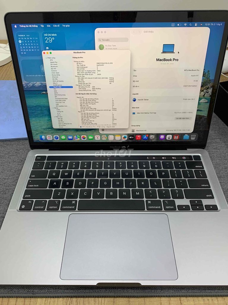 Apple MacBook Pro M1 8GB/256GB Bạc 13 inch. Mua bán Laptop tại Quận 10 Tp Hồ Chí Minh được đăng bởi Tố Tâm hình 1