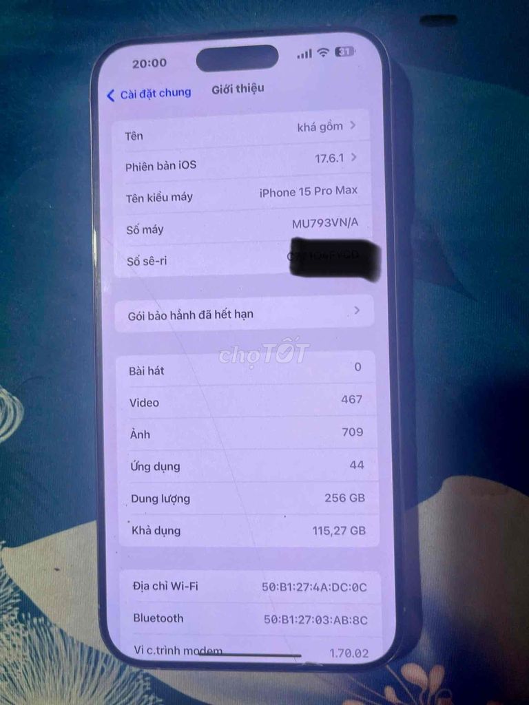 Apple iPhone 15 Pro Max 256GB Xám Đã qua sử dụng. Mua bán Điện thoại tại Quận 8 Tp Hồ Chí Minh được đăng bởi Khá hình 1