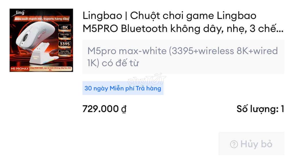 Chuột Lingbao M5PRO Trắng Không dây. Mua bán Phụ kiện (Màn hình, Chuột...) tại Huyện Núi Thành Quảng Nam được đăng bởi VIẾT LONG hình 1