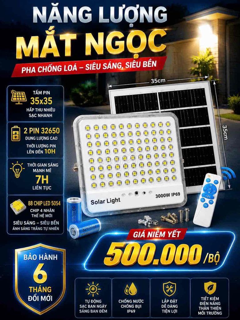 Đèn năng lượng mặt trời 3000W IP69 6 tháng. Mua bán Đèn tại Quận Ninh Kiều Cần Thơ được đăng bởi Nhật Trí hình 1