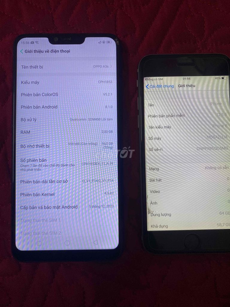 Oppo A3s và ip 6s. Mua bán Điện thoại tại Quận Hải Châu Đà Nẵng được đăng bởi DHP hình 1