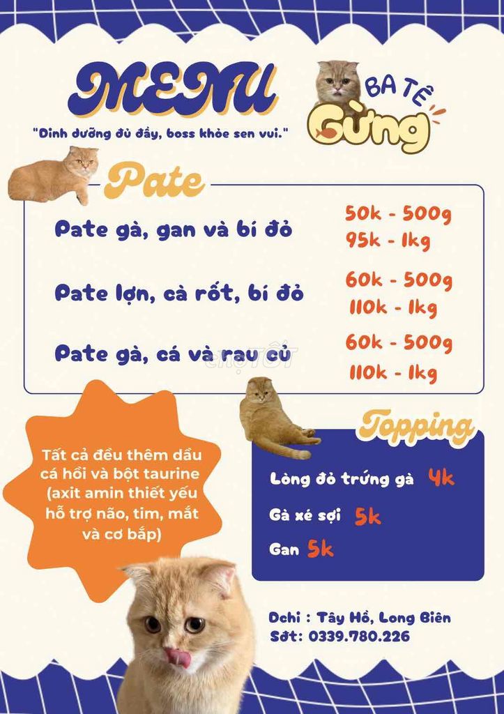 Pate mèo Gà Lợn Cá 500g-1kg không chất bảo quản. Mua bán Phụ kiện, Thức ăn, Dịch vụ tại Quận Tây Hồ Hà Nội được đăng bởi Quỳnh hình 1