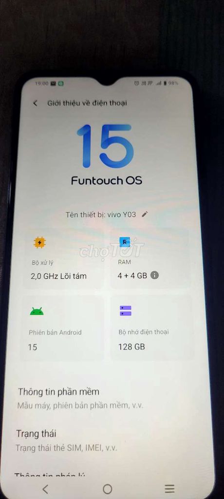 Vivo Y03 Đen 8GB/128GB. Mua bán Điện thoại tại Thành phố Biên Hòa Đồng Nai được đăng bởi Tên chưa cung cấp hình 1