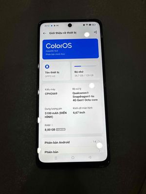 OPPO A3 8-128GB Đen nhám. Mua bán Điện thoại tại Thành phố Bà Rịa Bà Rịa - Vũng Tàu được đăng bởi Van T