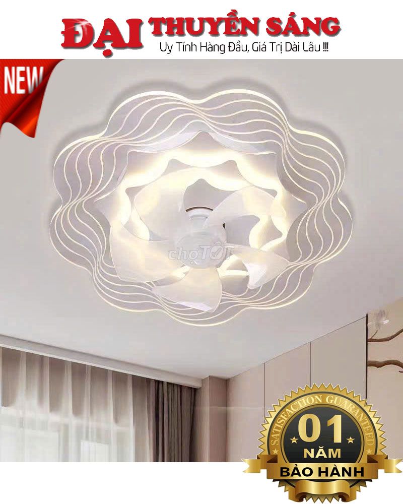 Quạt trần đèn LED xoay 360 độ 3D trang trí