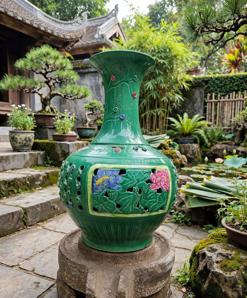 Bình trang trí Gốm sứ Xanh 54cm. Mua bán Cây cảnh, đồ trang trí tại Quận 8 Tp Hồ Chí Minh được đăng bởi Kiệt  hình 1