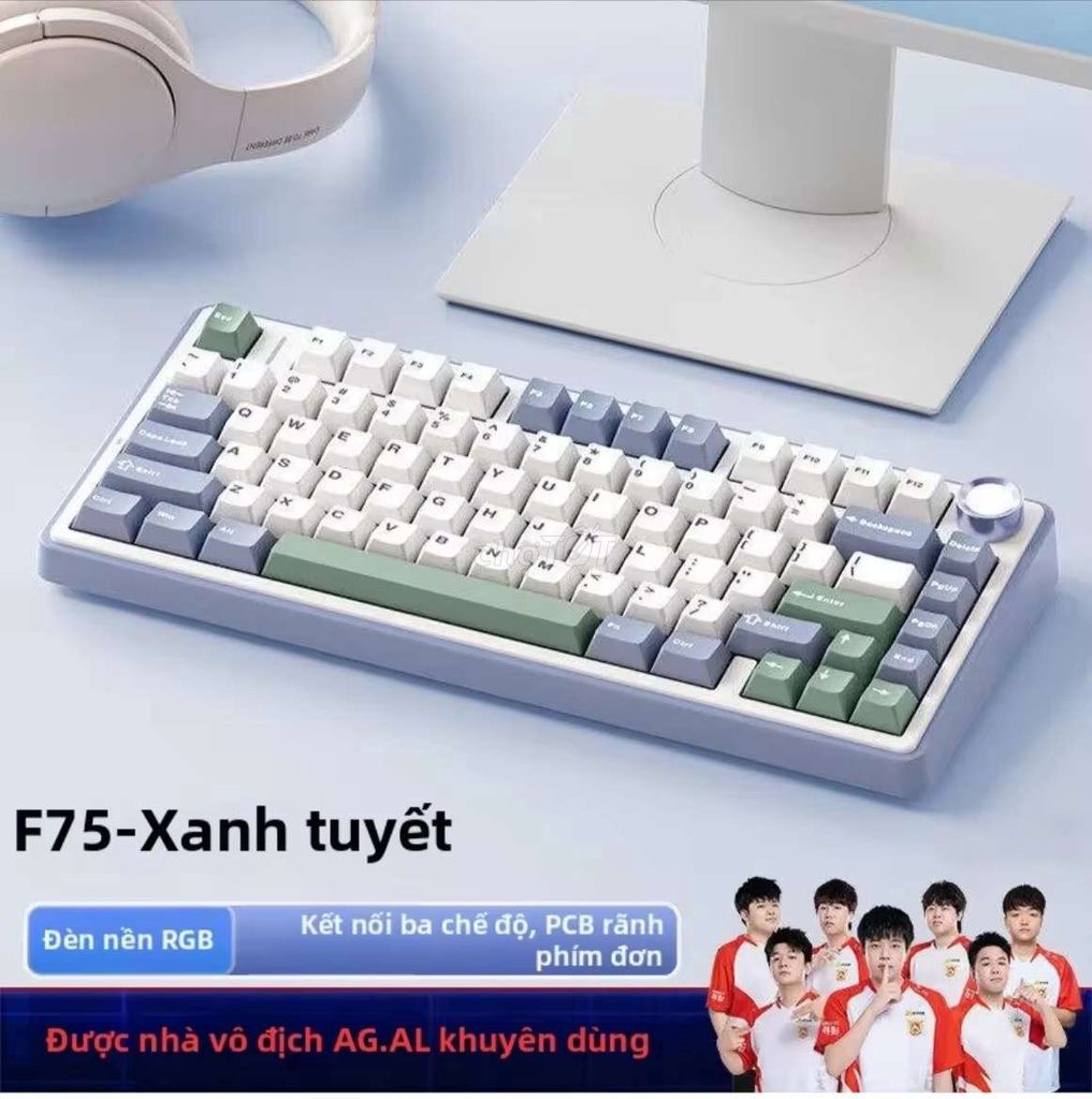 Bàn phím cơ Aula F75 Xanh tuyết. Mua bán Phụ kiện (Màn hình, Chuột...) tại Huyện Thủ Thừa Long An được đăng bởi Vinh Gaming hình 1