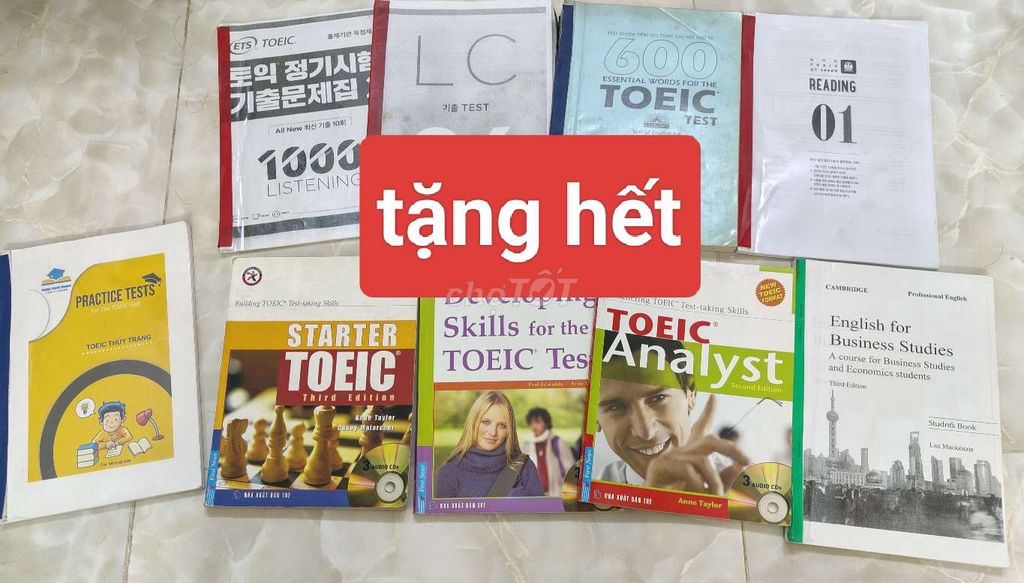 Tặng sách tài liệu toeic, tiếng Anh, toán cũ