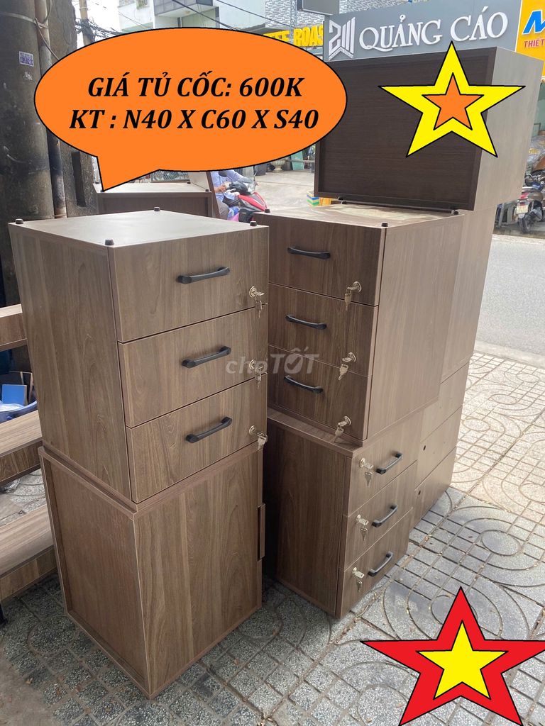 XẢ KHO TỦ CỐC VĂN PHÒNG & TỦ 3 NGĂN KÉO NÂU GỖ