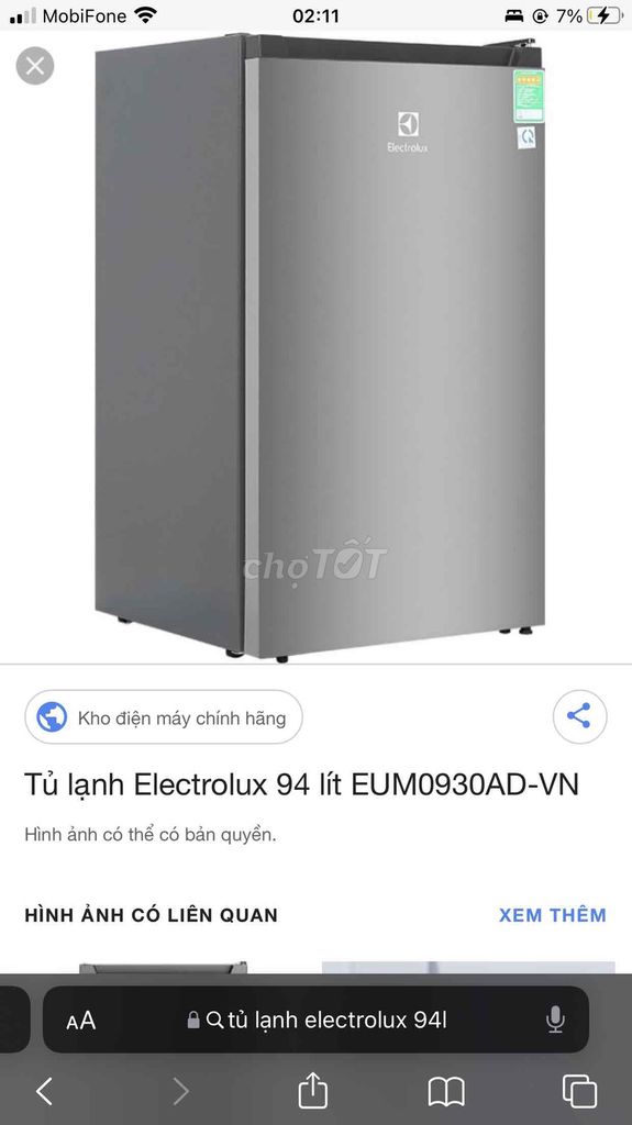 Tủ lạnh Electrolux EUM0930AD-VN Xám 94 lít. Mua bán Tủ lạnh tại Quận Hà Đông Hà Nội được đăng bởi Biên Ngô hình 1