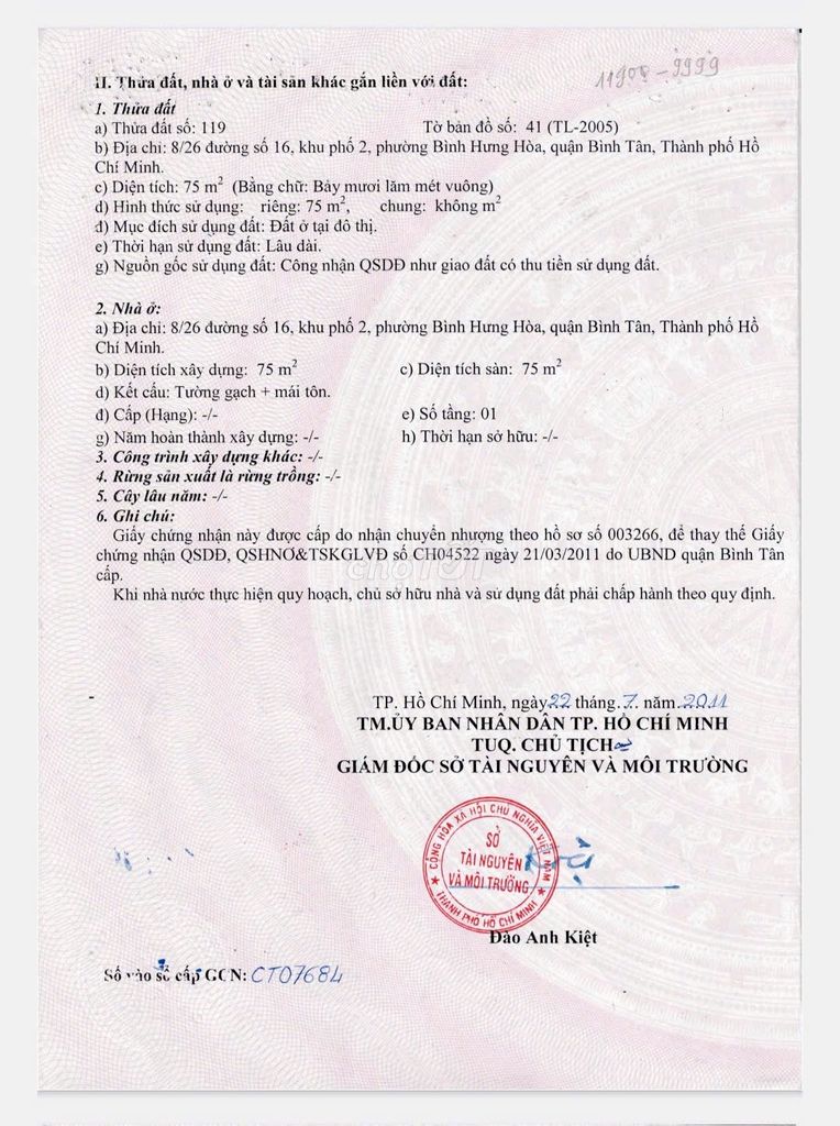bán nhà Địa chỉ: 8/26 Đường số 16, Bình Hưng Hòa, (ngay Cầu Bưng)