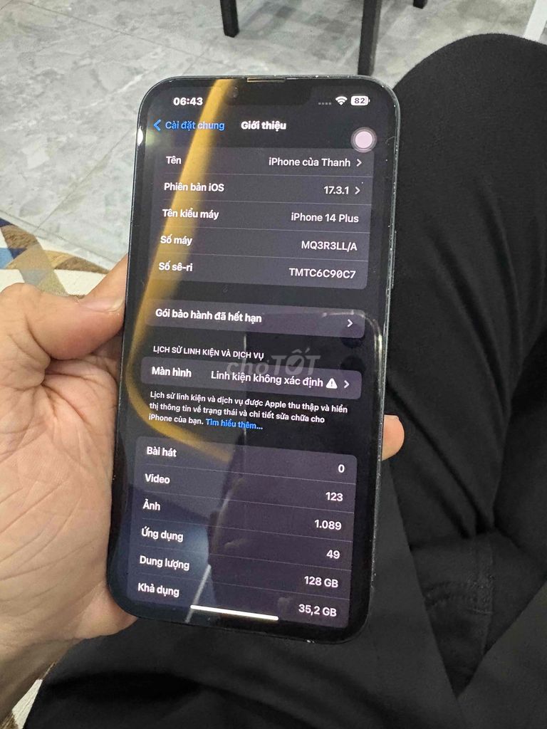 iPhone 14 Plus 128GB Đen đã thay màn hình. Mua bán Điện thoại tại Quận Cái Răng Cần Thơ được đăng bởi Thanh hình 1