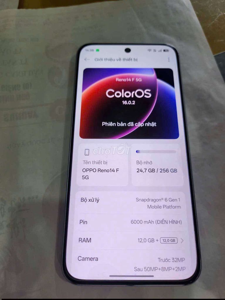 OPPO Reno14 F 5G 256GB Trắng. Mua bán Điện thoại tại Thành phố Sóc Trăng Sóc Trăng được đăng bởi Thanh hình 1