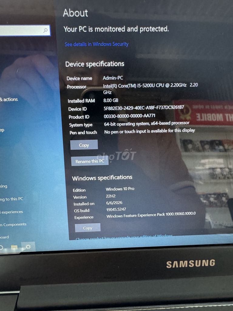 Samsung Laptop i5-5200U 8GB Đen Like New. Mua bán Laptop tại Thị xã Long Mỹ Hậu Giang được đăng bởi Nam hình 1