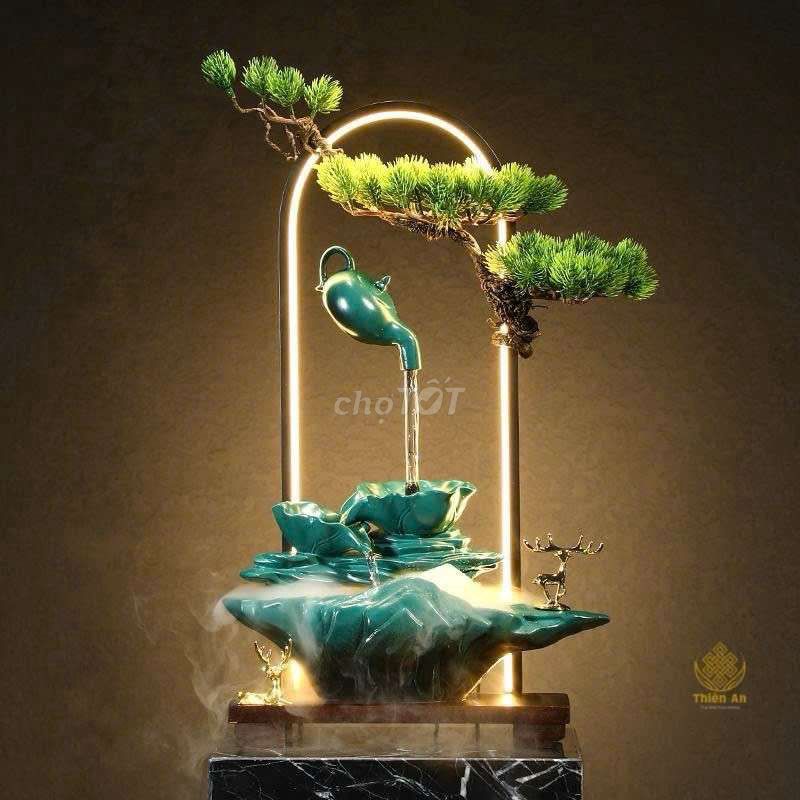 Thác nước phong thủy Gốm sứ Xanh ngọc có đèn LED. Mua bán Cây cảnh, đồ trang trí tại Thành phố Thủ Đức Tp Hồ Chí Minh được đăng bởi Võ Hà Vy hình 1