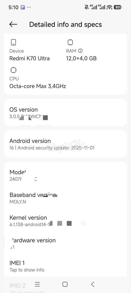 Xiaomi Redmi K70 Ultra 12+4GB Android 16. Mua bán Điện thoại tại Thị xã Bến Cát Bình Dương được đăng bởi Đinh Thúy Xinh  hình 1