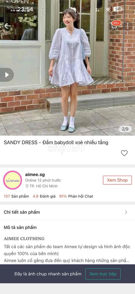 Đầm babydoll nữ Aimee Clothing. Mua bán Quần áo tại Quận Tân Phú Tp Hồ Chí Minh được đăng bởi Cadie hình 1