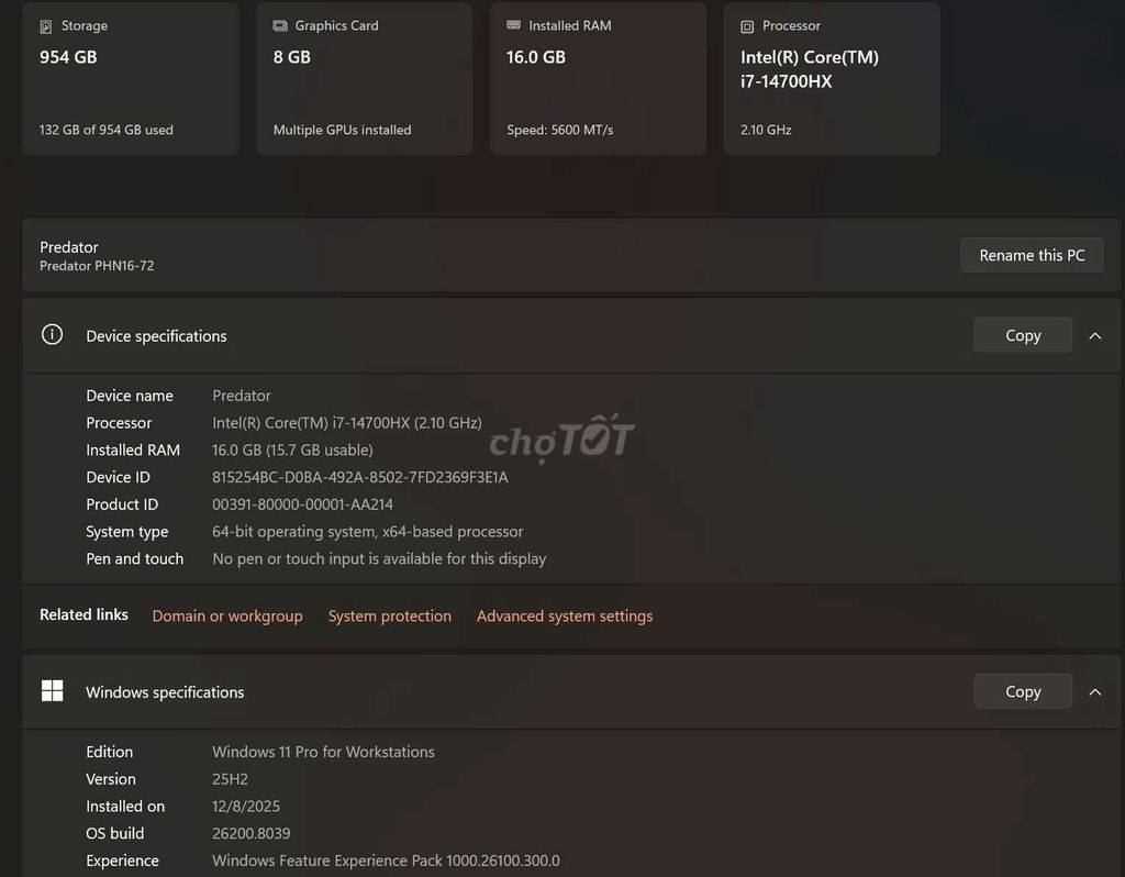 Acer Helios Neo 16 i7 14700HX 16GB/1TB 4060. Mua bán Laptop tại Thị xã Bến Cát Bình Dương được đăng bởi chílinh hình 1