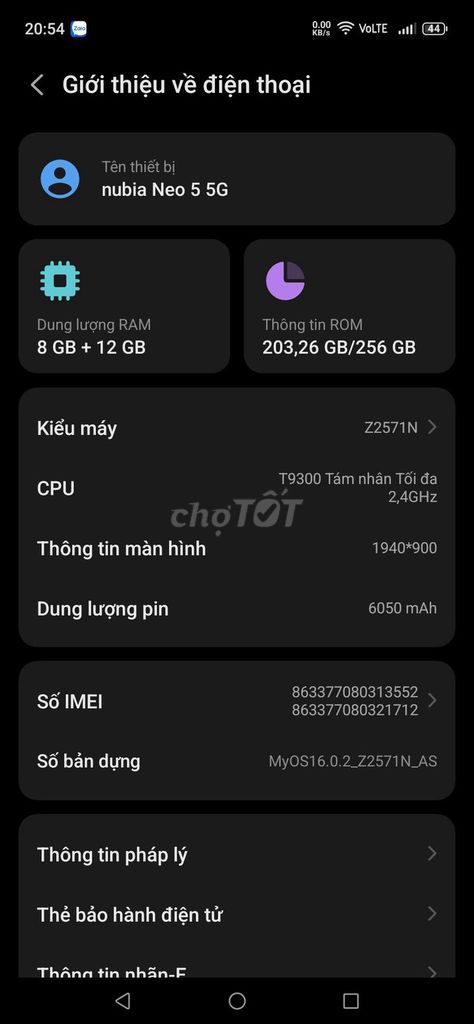 Nubia Neo 5 5G 256GB Đen. Mua bán Điện thoại tại Huyện Long Thành Đồng Nai được đăng bởi mhy hình 1