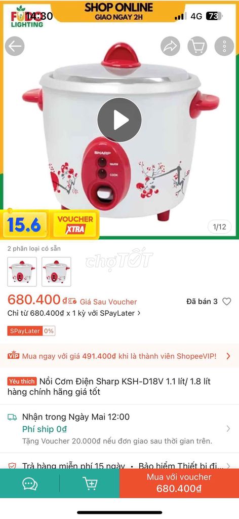 Nồi cơm điện Sharp KSH-D18V Trắng 1.8 lít. Mua bán Bếp, lò, đồ điện nhà bếp tại Quận 5 Tp Hồ Chí Minh được đăng bởi Nguyễn Mai Hoa hình 1