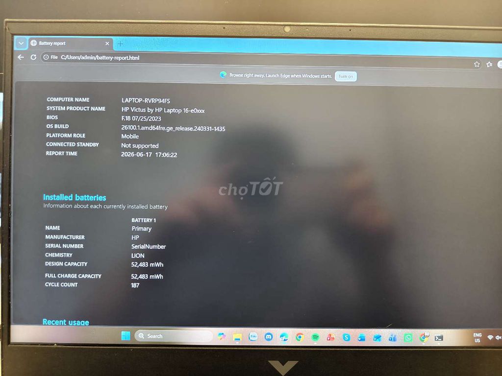HP Victus 16 Ryzen 5 5600H 8GB/512GB RTX 3050. Mua bán Laptop tại Quận Bình Thạnh Tp Hồ Chí Minh được đăng bởi Nguyễn Xuân Quốc hình 1