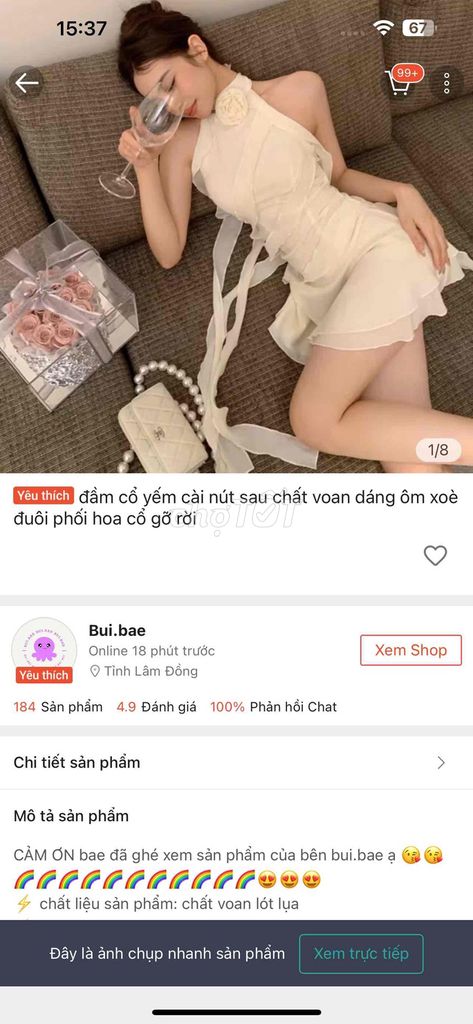 Đầm nữ Voan lót lụa Ôm xòe. Mua bán Quần áo tại Thành phố Phan Thiết Bình Thuận được đăng bởi Truc Ân hình 1