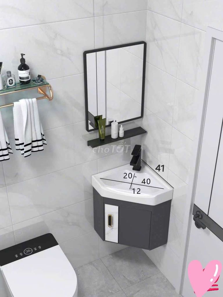 BỘ TỦ LAVABO GÓC ĐẸP BẰNG NHÔM