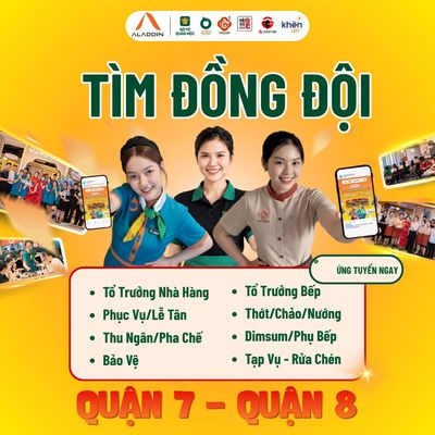 QUẬN 8-TUYỂN 30 PHỤC VỤ, PHỤ BẾP LƯƠNG+TIPS CAO