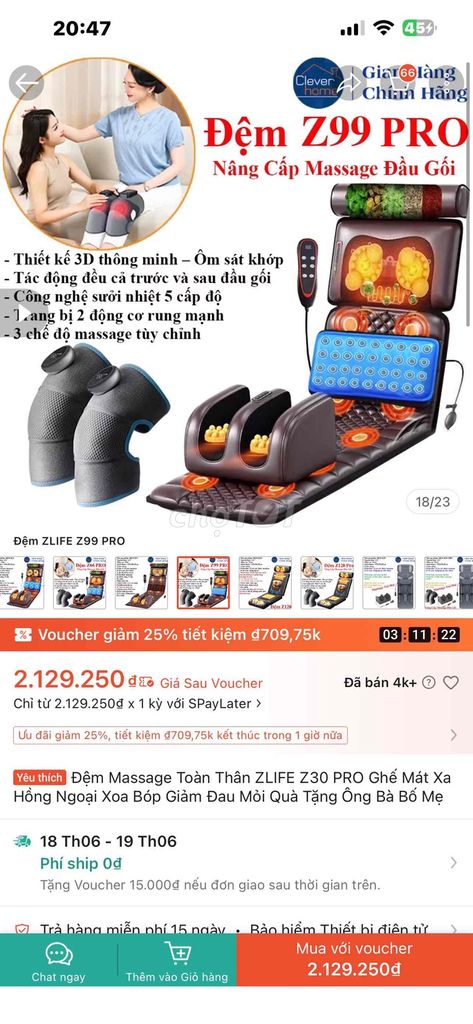 Đệm massage ZLIFE Z99 PRO Nâu. Mua bán Nội thất, đồ gia dụng khác tại Quận Hải Châu Đà Nẵng được đăng bởi Khánh Hân hình 1