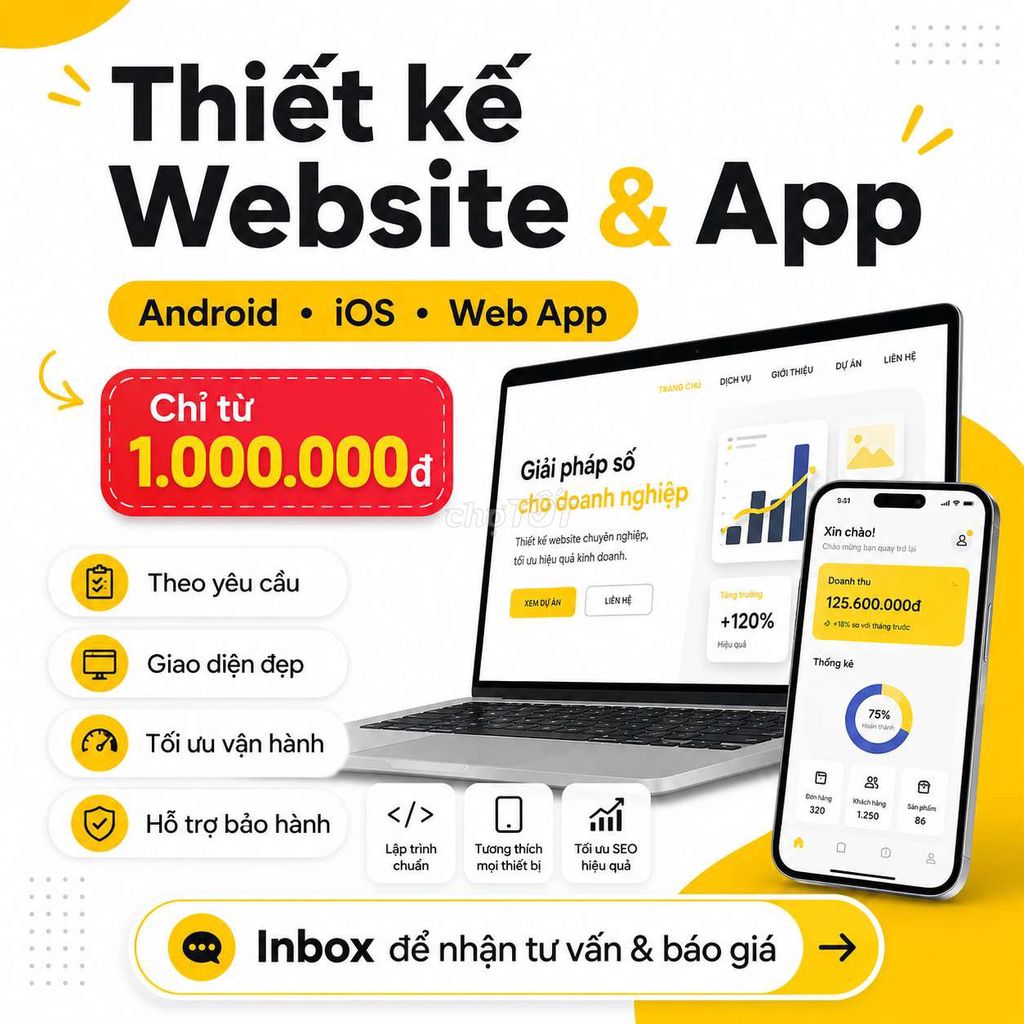 Dịch vụ thiết kế Web App Android iOS. Dịch vụ tại Quận 8 Tp Hồ Chí Minh được đăng bởi Gia Vinh Le hình 1