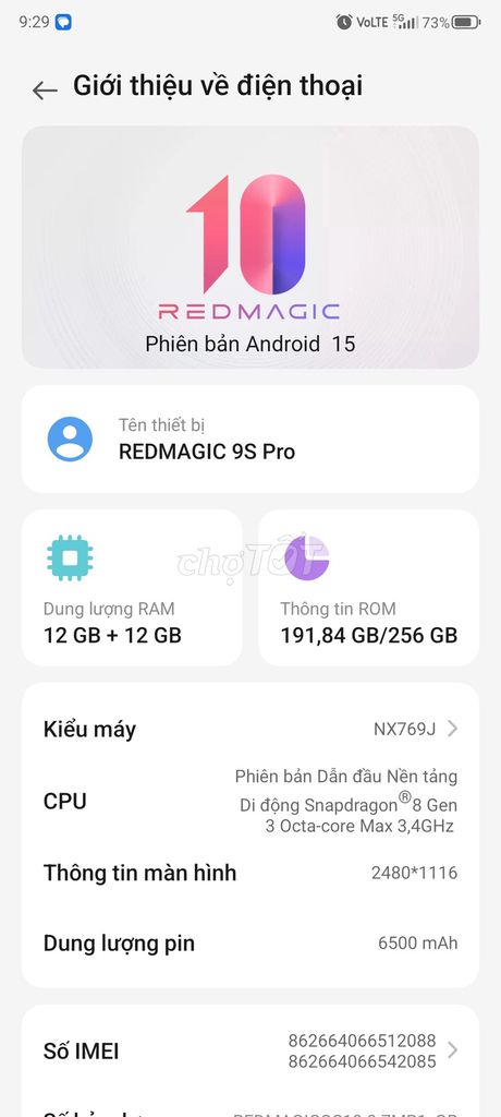 RedMagic 9S Pro 256GB Đen. Mua bán Điện thoại tại Huyện Hóc Môn Tp Hồ Chí Minh được đăng bởi Phuong hình 1